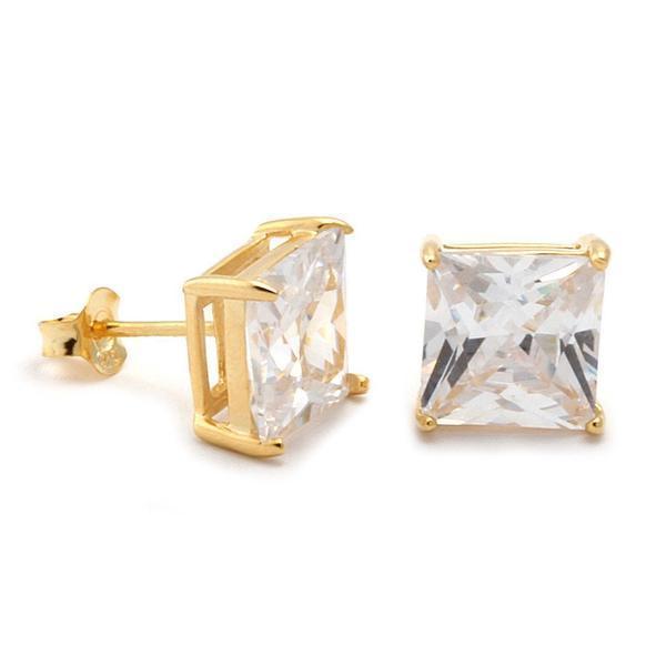 Princess-Cut Stud Earrings in Sterling Silver / 14K Vermeil / 5mm by King Ice
