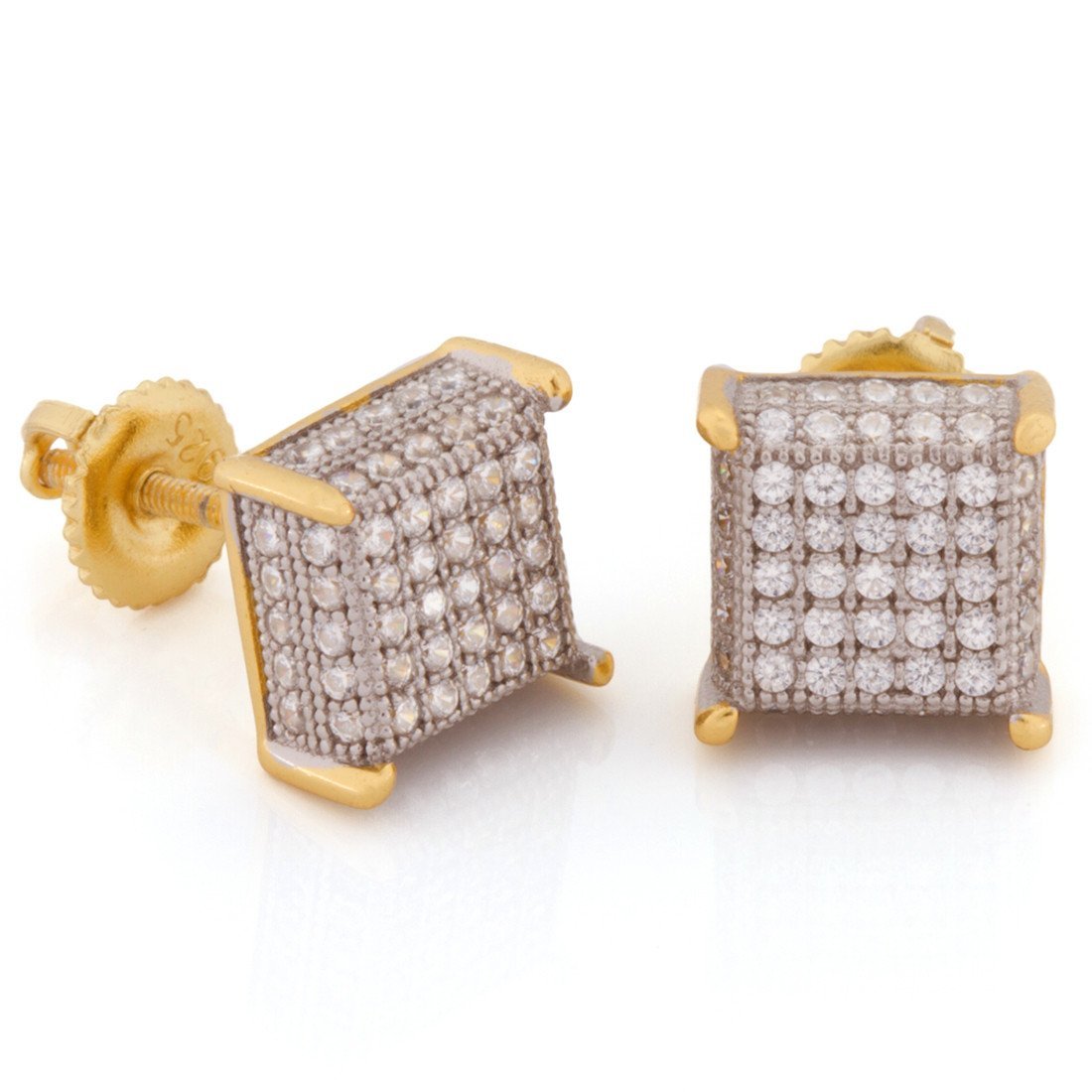 Prong Stud Earrings in Sterling Silver / 14K/White Gold / 9mm by King Ice