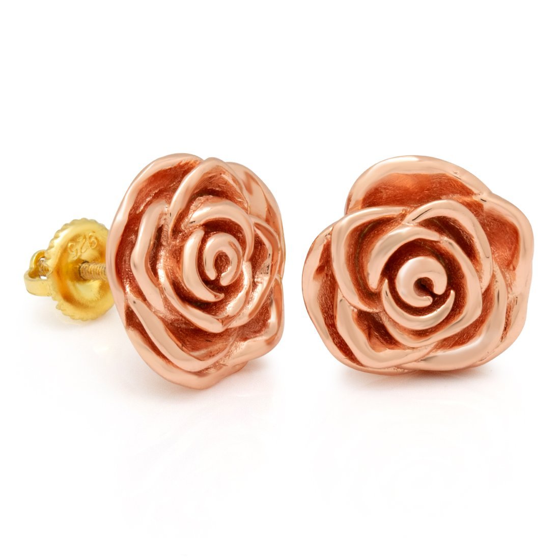 Roses are Red Stud Earrings in Sterling Silver / Rose Gold / 12mm by King Ice