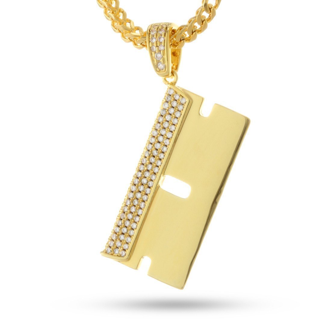 RZR Blade Necklace in 14K Gold / 1.6" by King Ice