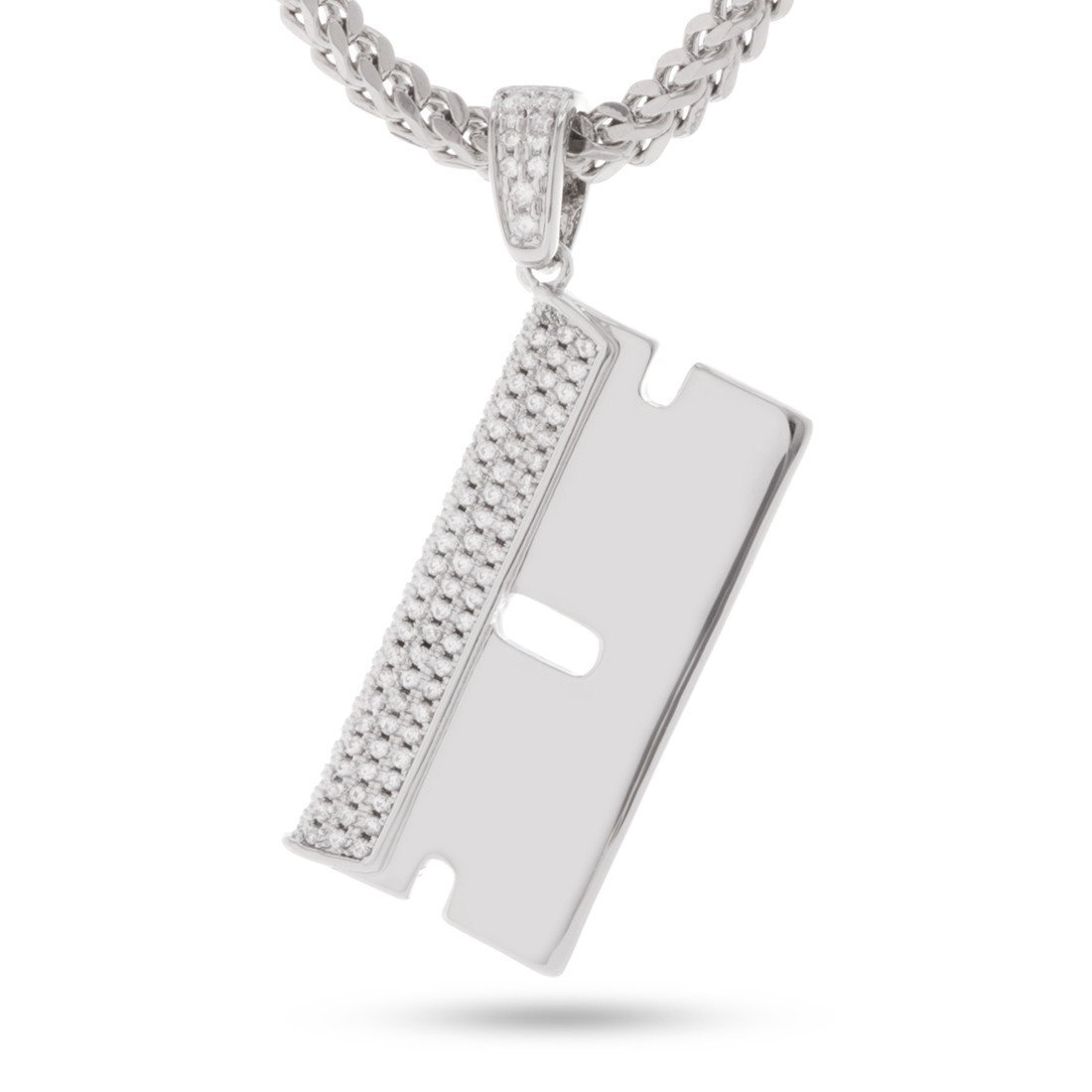 RZR Blade Necklace in White Gold / 1.6" by King Ice