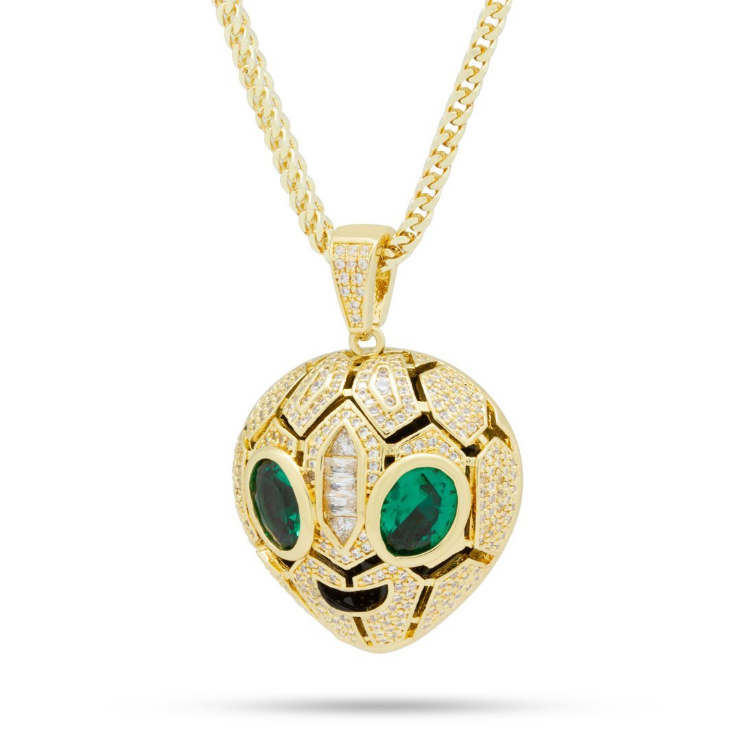 Serpent Alien Emoji Necklace in 14K Gold / 1.8" by King Ice