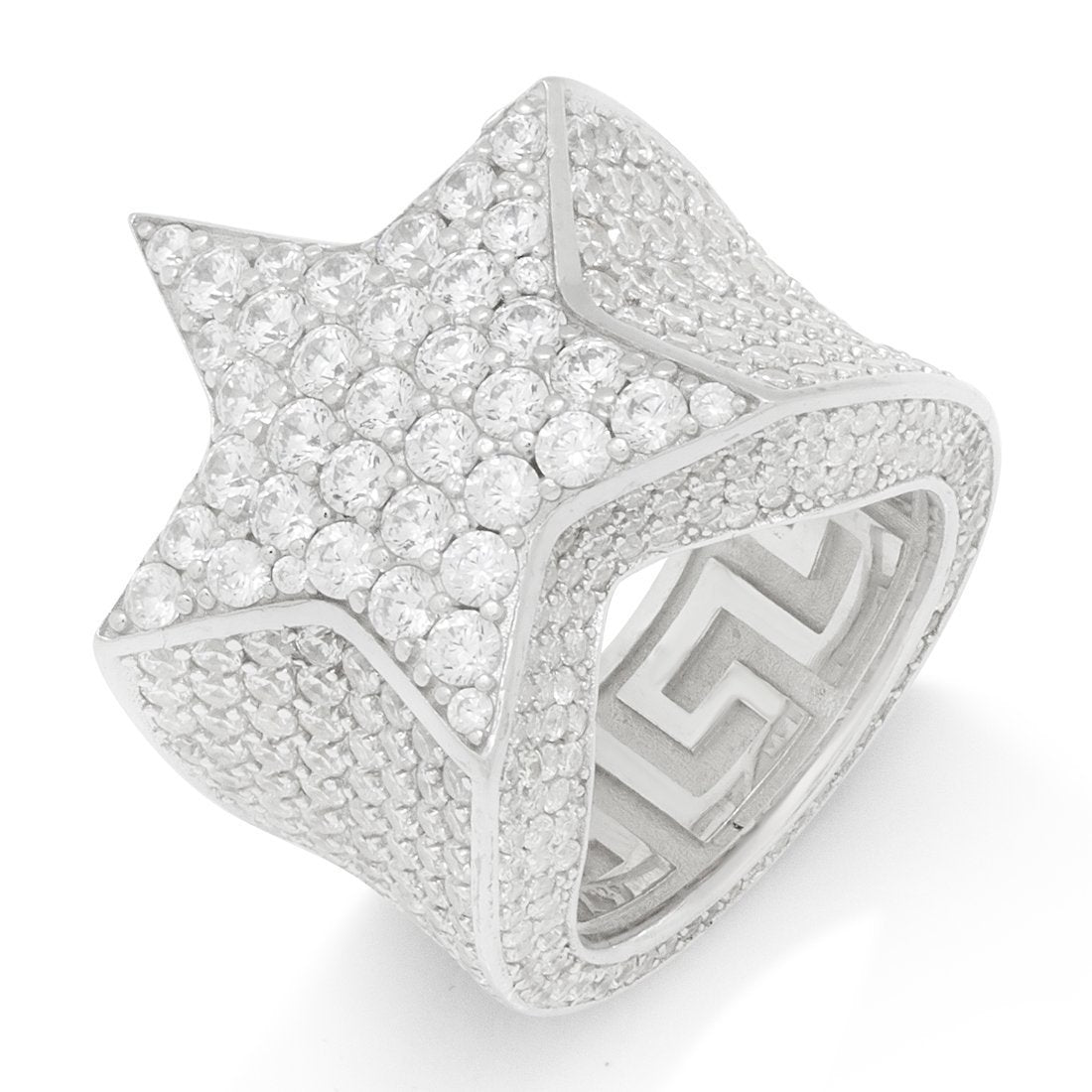 Shooting Star Ring in Sterling Silver / White Gold / 7 by King Ice