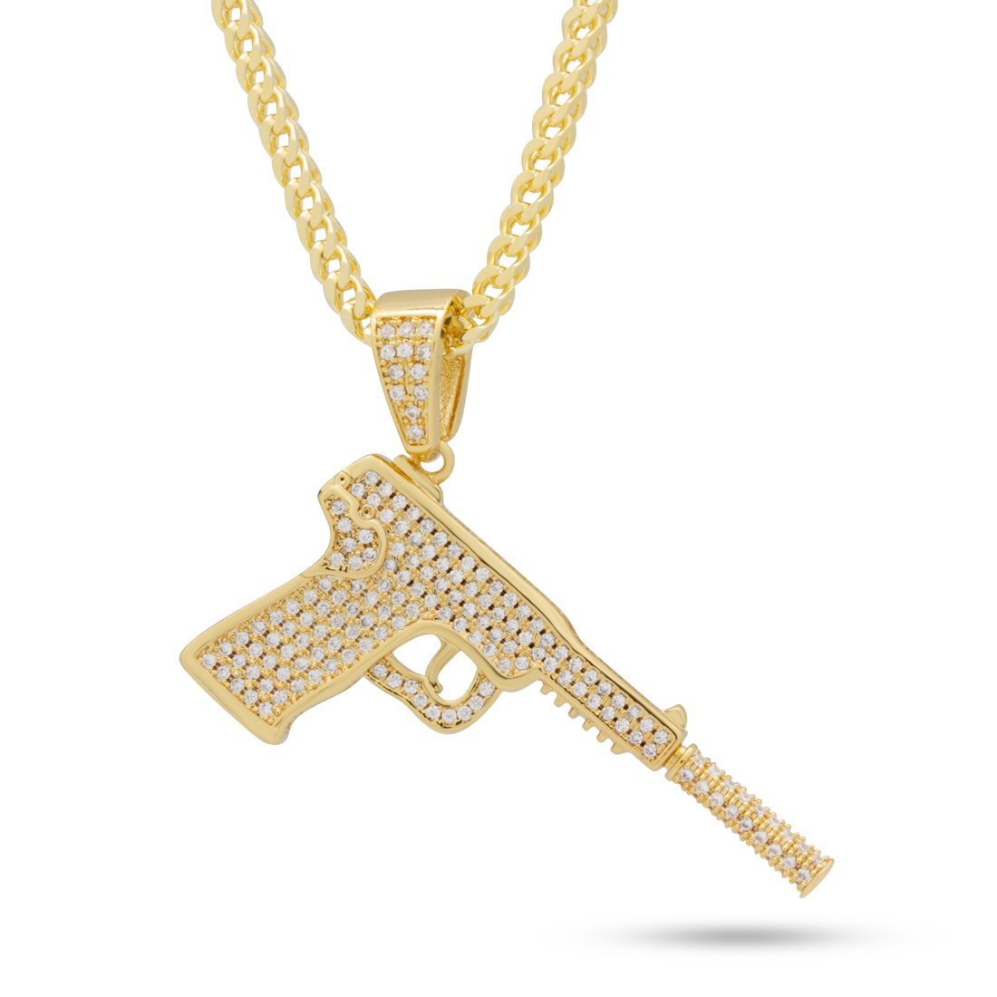 Silencer Necklace in 14K Gold / 1.7" by King Ice