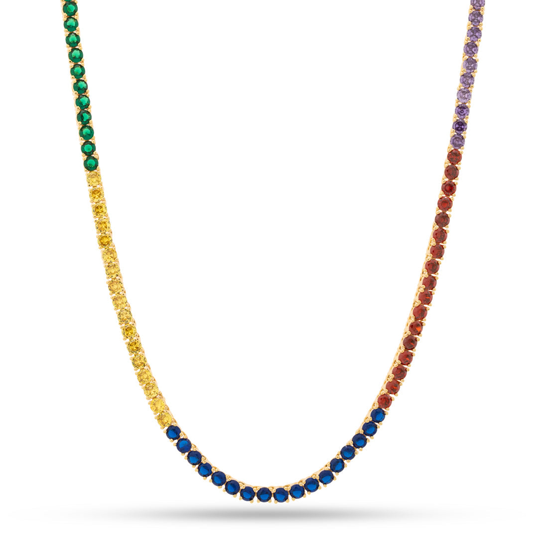 Sonic the Hedgehog x King Ice - 4mm Chaos Emerald Tennis Chain in Gold Plated / 14K Gold / 20" by King Ice