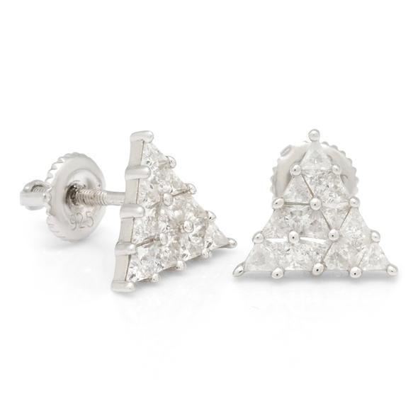 Trinus Earrings in Sterling Silver / White Gold / 11mm by King Ice