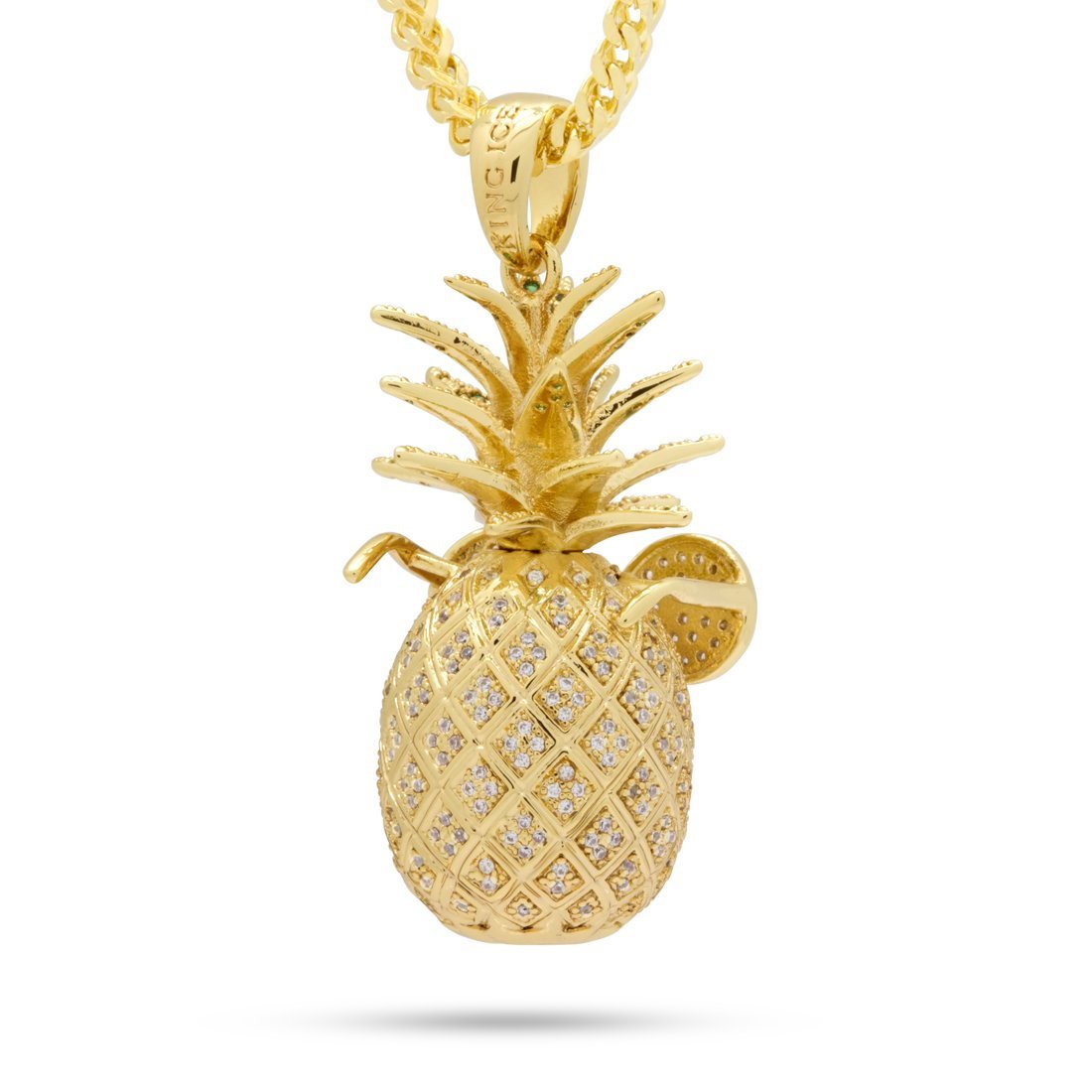 Stunnin' Pineapple Necklace in 14K Gold / 1.9" by King Ice