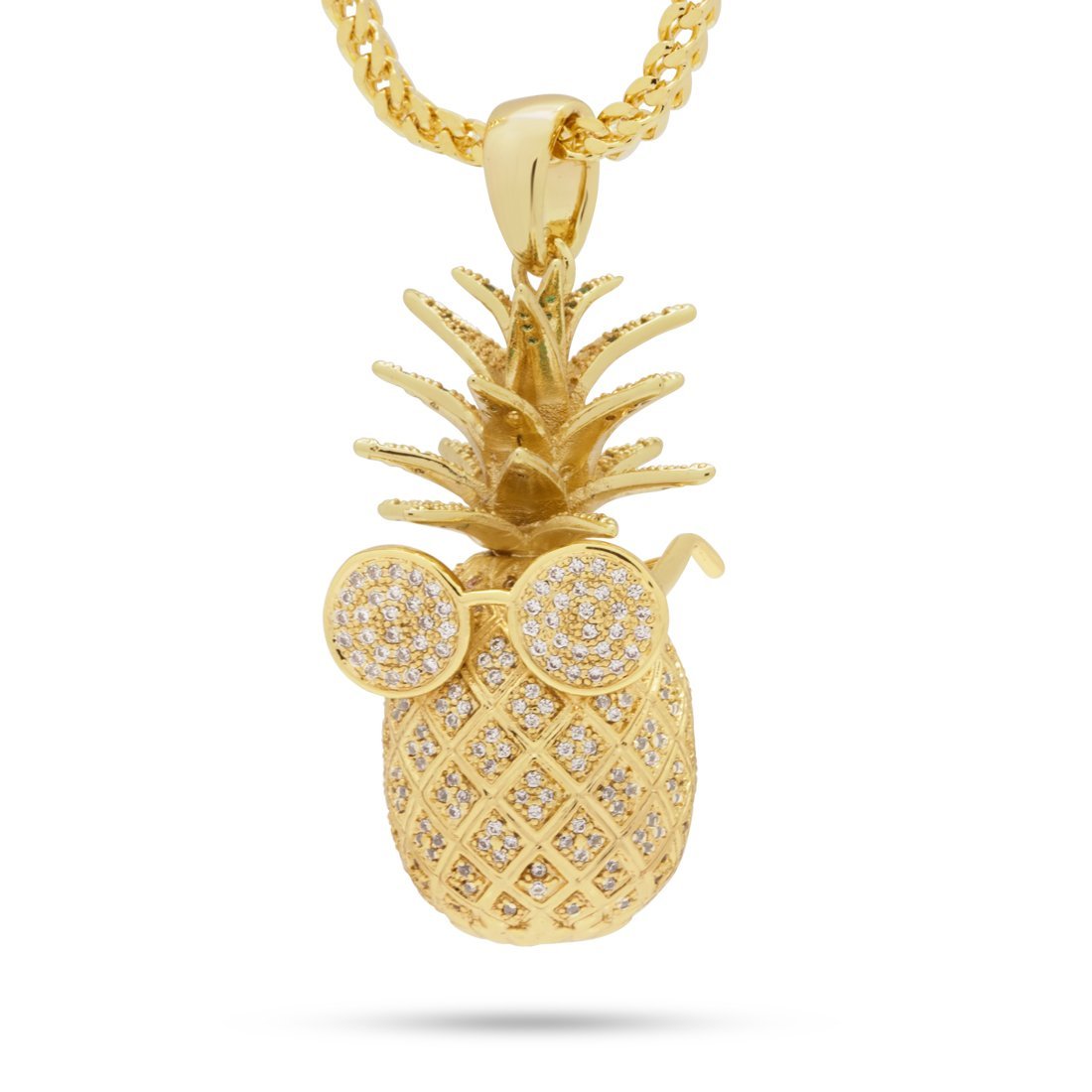 Stunnin' Pineapple Necklace in 14K Gold / 1.9" by King Ice
