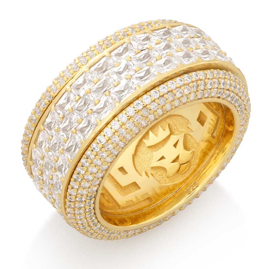 Triple-Row Icy Spinner Ring in Sterling Silver / 14K Gold / 7 by King Ice