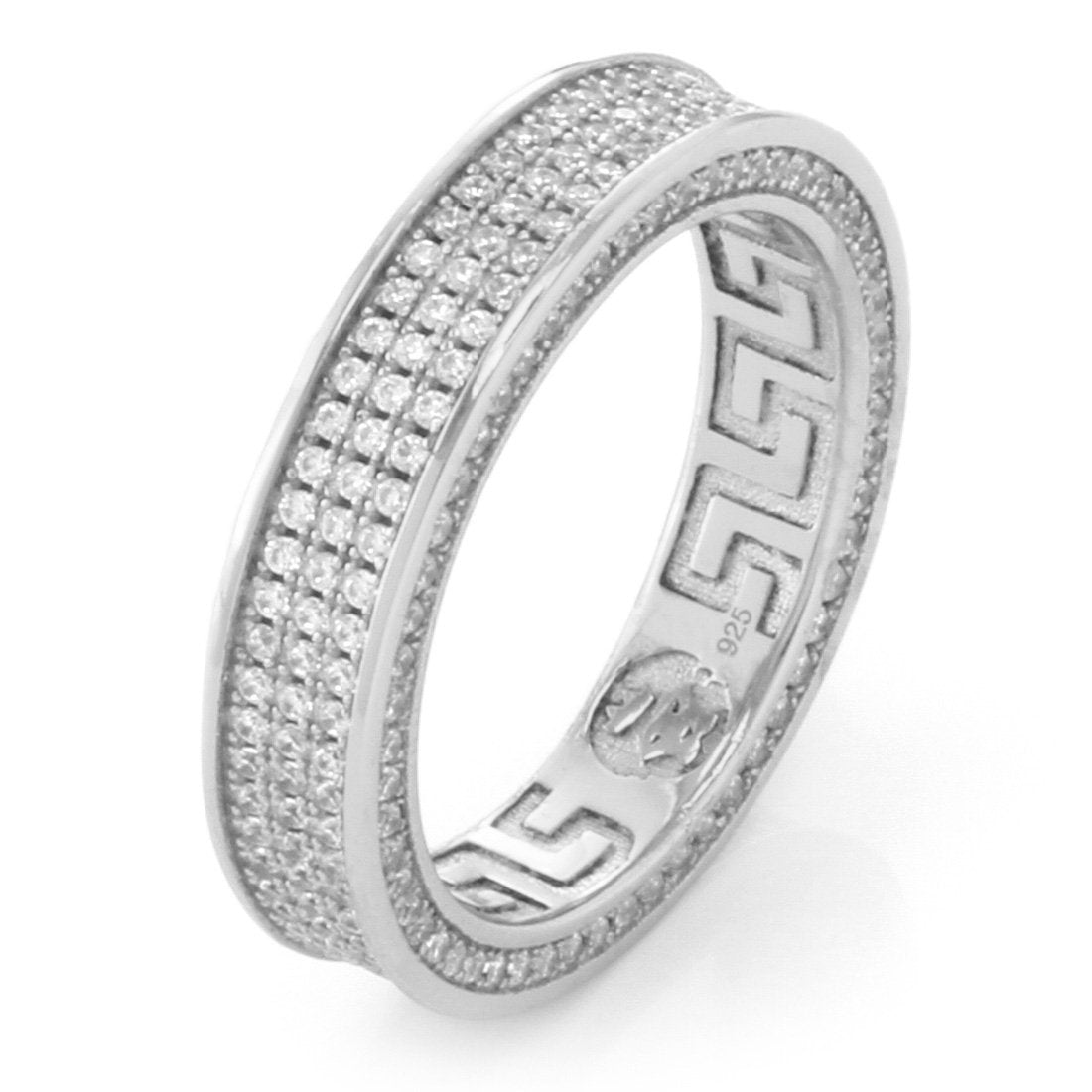3-Row Infinity Ring in Sterling Silver / White Gold / 7 by King Ice