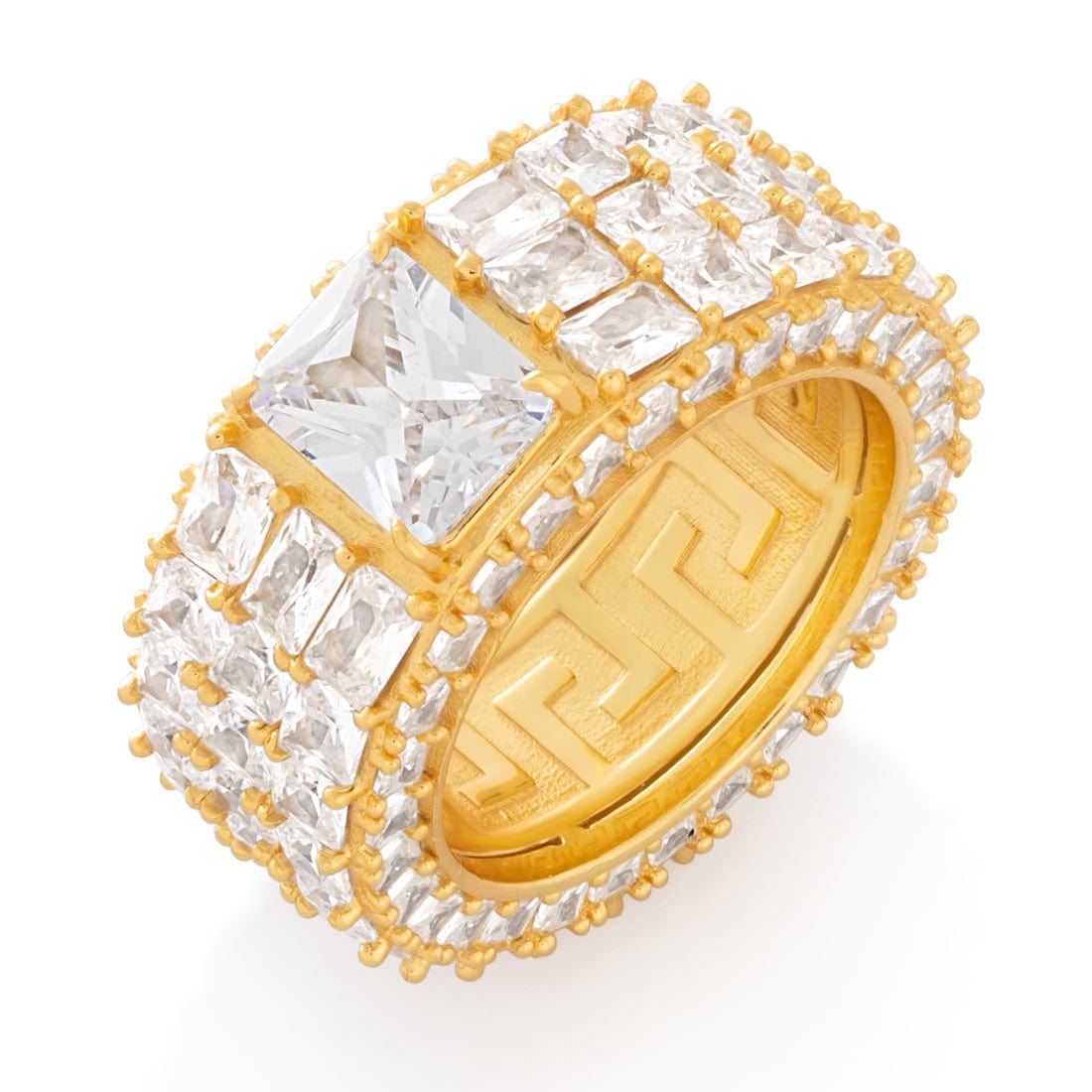 Triple-Row Signet Ring in Sterling Silver / 14K Gold / 7 by King Ice