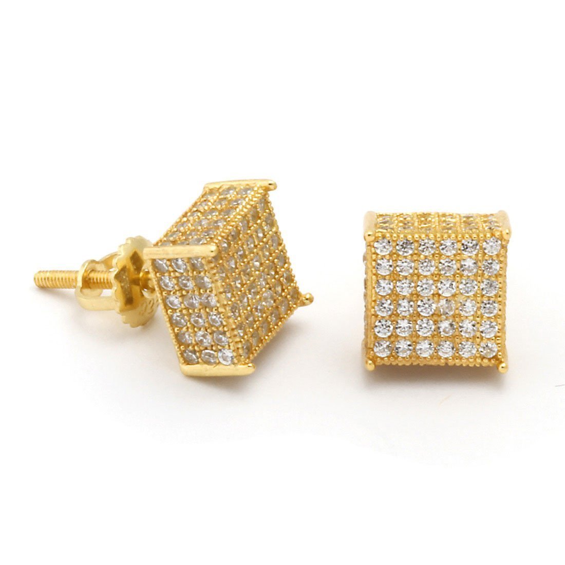 Triple-Row Stud Earrings in Sterling Silver / 14K Vermeil / 8mm by King Ice