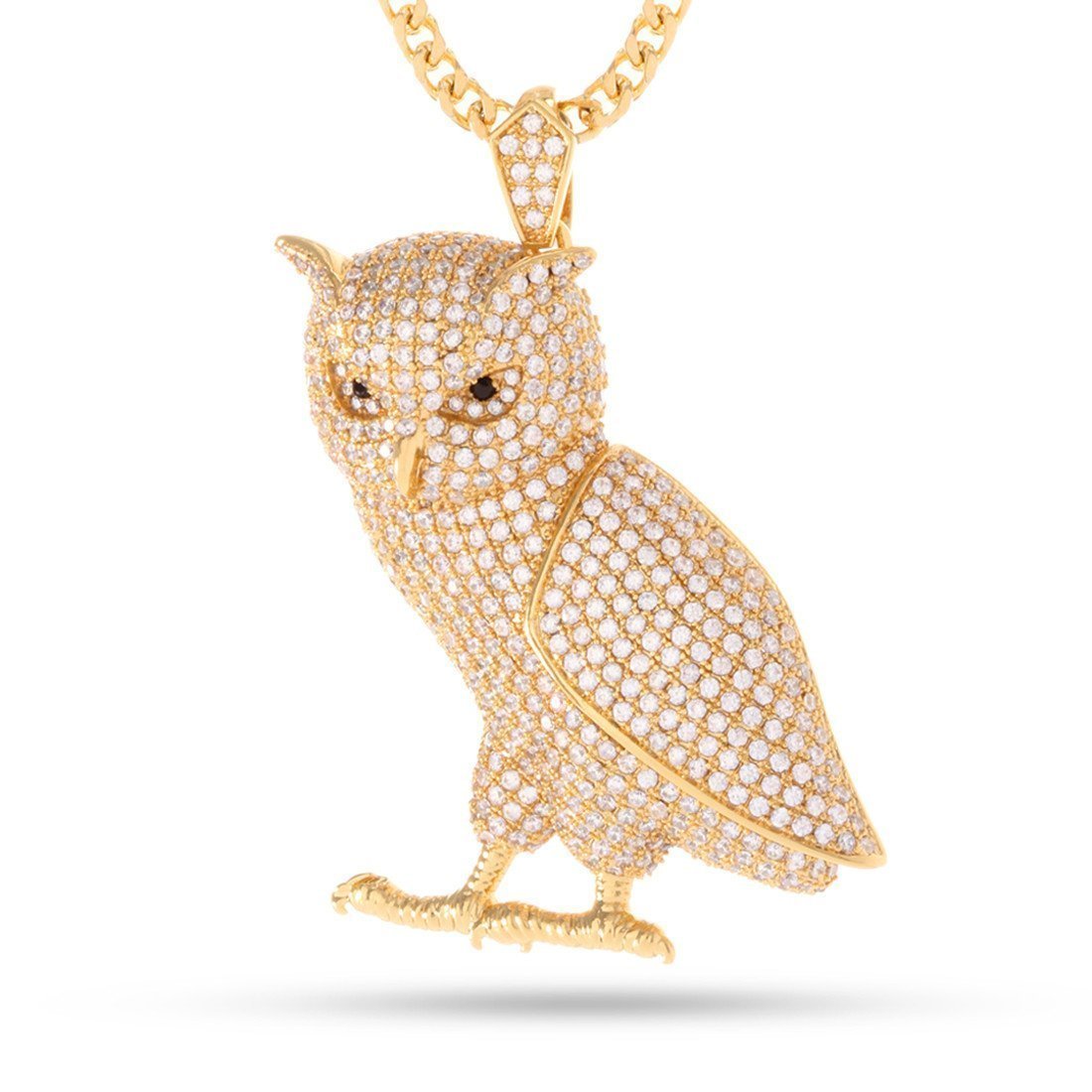 Wise Owl Necklace in 14K Gold / 1.9" by King Ice