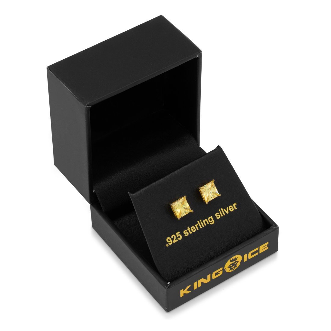 Yellow Princess-Cut Stud Earrings in by King Ice